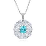 S925 Silver 7.7g Lab-Created Gemstone Necklace, 7x7.5mm Pendant, 5 Colors, 40&5cm