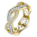 S925 Silver 3g Baguette Moissanite Intertwined Ring, D VVS1, GRA US 5-8