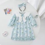 Blue With Long Sleeves Onesie Girls Dress