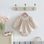 Embroidered Plaid Baby Girl Bloomers Set Cotton
