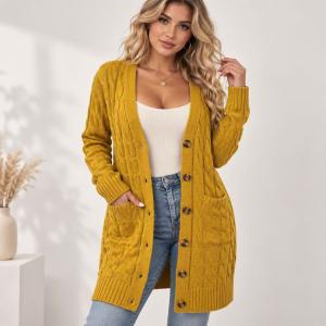 Women's Hemp Pattern Knitted Cardigan Jacket