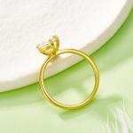 S925 Silver Gold Plated 2ct Kite Cut Moissanite Ring, 12x7mm D VVS1, GRA Certified US 5-9
