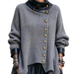 Corduroy And Leather Patchwork Asymmetrical Stand-collar Coat
