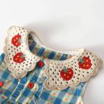 Lace-trimmed Collar Sleeveless Top And Lace Trim Childrens Clothing Set