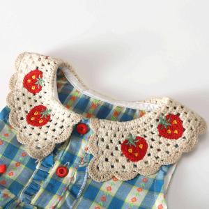 Lace-trimmed Collar Sleeveless Top And Lace Trim Childrens Clothing Set