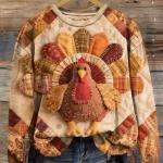 Women's Crew-Neck Sweatshirt With Animal Print