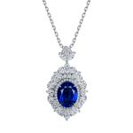 S925 Silver 4.3g Lab-Created Gemstone Necklace, 7.5x10mm Multi-Color, 40&5cm