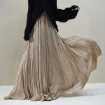 High-grade Nude Pleated Chiffon Big Swing Dress