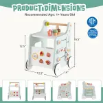 2-in-1 Baby Walker with 8 Fun Activities (Dessert Sorter/Adjustable Clock/Maze) + Side Shop Window (Role Play)-Light Green