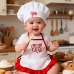 One-month-old Baby Photo Outfit Tall-top Hat Lace-trimmed Embroidery Little Chef Costume