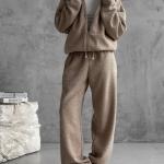 Autumn And Winter New Sports Casual Polar Fleece Cardigan Sweater Suit