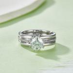 S925 Sterling Silver 1ct D Color VVS1 Moissanite Ring Set 6.5mm Stone Platinum Plated GRA Certified US Size 5-9 Gift Box