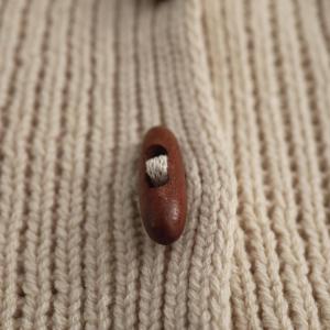 Solid-color Horn-button Cardigan Childrens Cotton Knit Jacket