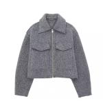Classic Style Short Textured Coat For Women