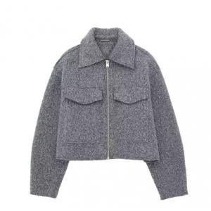 Classic Style Short Textured Coat For Women