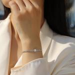 S925 Silver 1ct Princess Cut Moissanite Bracelet, 16&5cm Adjustable, D VVS1 GRA