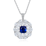 S925 Silver 7.7g Lab-Created Gemstone Necklace, 7x7.5mm Pendant, 5 Colors, 40&5cm