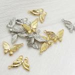 Real Gold Fine-grain Three-dimensional Slanted Butterfly Pendant