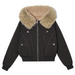 Hooded Cotton Coat With A Large Fur Collarfashionable And Easy To Style
