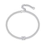 S925 Silver 1ct Princess Cut Moissanite Bracelet, 16&5cm Adjustable, D VVS1 GRA