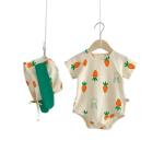 Baby Girl Bunny Short Sleeve Thin Hooded Triangle Romper Onesie Spring Clothes
