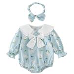 Blue With Long Sleeves Onesie Girls Dress
