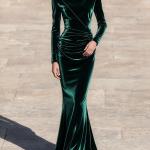 Elegant Velvet Bodycon Off-shoulder Pencil Skirt Womens Dress