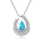 S925 Silver 4g Lab-Created Gemstone Necklace, 10.5x7mm Teardrop, 4 Colors, 40&5cm