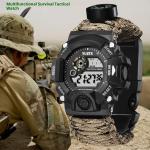 Multifunctional Parachute Cord Waterproof Watch Outdoor Survival Bracelet Sports Strap Firestone Survival Whistle Compass