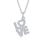 S925 Silver 1.7g Moissanite LOVE Necklace, Pave Heart Pendant, D VVS1, GRA Certified 42&3cm