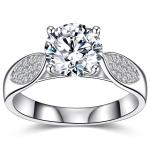 S925 Silver 4g Leaf Design Moissanite Ring, 8mm D VVS1 Center, GRA Certified US 5-8