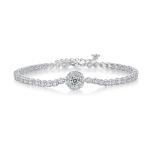 S925 Silver 7.4g Moissanite Tennis Bracelet, 0.5ct D VVS1 Halo, 16&5cm, GRA Certified