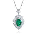 S925 Silver 4.3g Lab-Created Gemstone Necklace, 7.5x10mm Multi-Color, 40&5cm