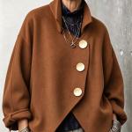 Loose-Fit Retro Womens Coat With Large Buttons