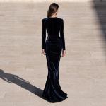 Elegant Velvet Bodycon Off-shoulder Pencil Skirt Womens Dress