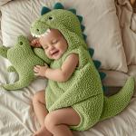 Multi-colored Fleece Romper In A Little Dinosaur Design