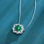 S925 Silver 5.6g Lab-Created Ruby Sapphire Emerald Necklace, 9x9mm Cushion Cut, 40&5cm