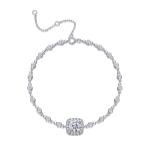 S925 Silver 1ct Cushion Halo Moissanite Bracelet, D VVS1 16&5cm Adjustable, GRA Certified