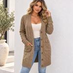 Women's Hemp Pattern Knitted Cardigan Jacket