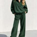 Women's Fleece Two-Piece Set With Pants Casual Home And Sports Outfit