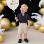 British-style Formal Suit Boys Short-sleeved Suspender Pants Mens