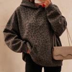 Women's Leopard-print Hooded Fleece-lined Sweatshirt