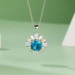 S925 Silver 4g Lab-Created Gemstone Necklace, 10x10mm Cushion Two-Tone Pendant, 40&5cm