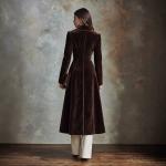Retro Pleuche Coat Women's Waist-tight Western Style Coat Coat For Women