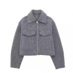 Classic Style Short Textured Coat For Women