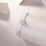 S925 Silver 1.5g Moissanite Bracelet, 1ct Halo D VVS1, 16&5cm Adjustable, GRA Certified