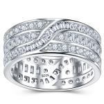 S925 Silver 4.5g Wide Moissanite Eternity Band, Baguette & Round D VVS1, GRA Certified US 5-8