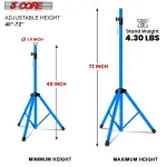 5 Core Speaker Stand 2Pcs Tripod Floor Tall Adjustable Up To 72 Inch DJ Studio Monitor Stands Pole Mount