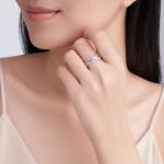 S925 Silver 3g Baguette Moissanite Intertwined Ring, D VVS1, GRA US 5-8