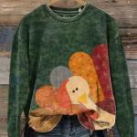 Women's Crew-Neck Sweatshirt With Animal Print